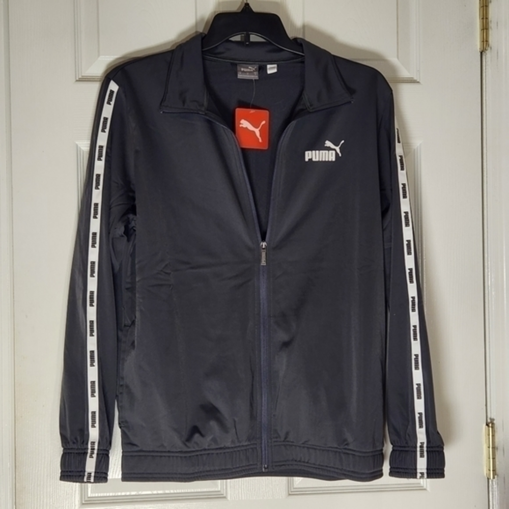 Puma Mens Tape Track‎ Jacket Black Activewear Full Zip Regular Medium NWT Gray